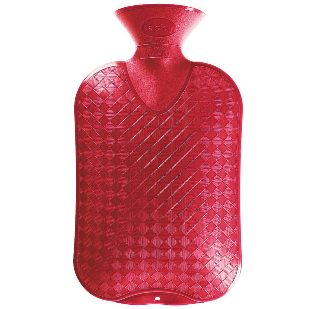 Warmwaterkruik geribd kersenrood 2 Liter