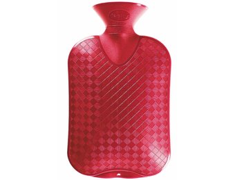 Warmwaterkruik geribd kersenrood