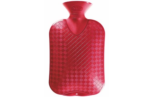 Warmwaterkruik geribd kersenrood 2 Liter