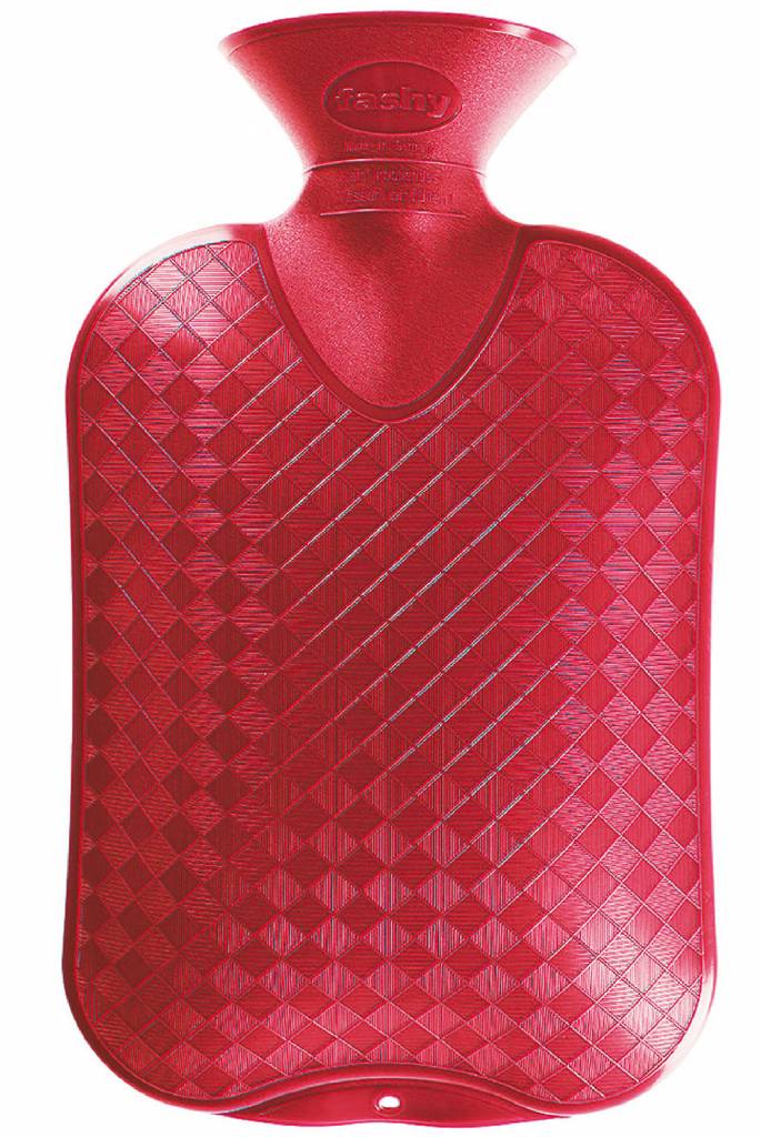 Warmwaterkruik geribd kersenrood 2 Liter