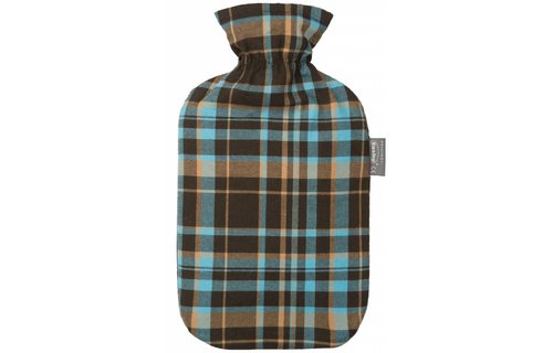 Warmwaterkruik 2 L. geruit blauw