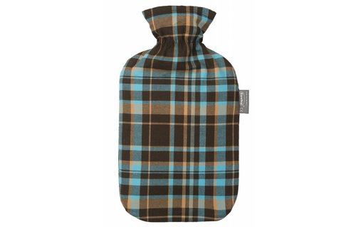 Warmwaterkruik 2 L. geruit blauw