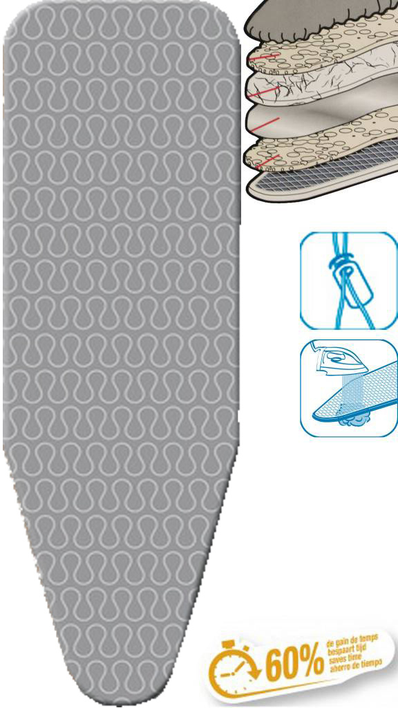 Strijkplankhoes 5 lagen maat C   "GRIJSLIJN"