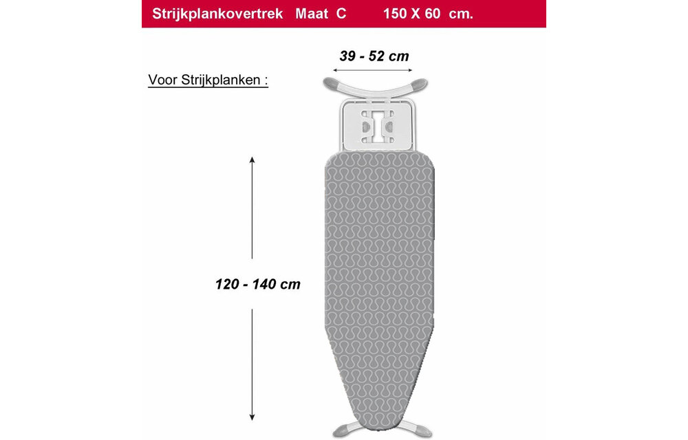 Strijkplankhoes 5 lagen maat C "GRIJSLIJN" Strijkplankhoes 5 lagen maat C "GRIJSLIJN"