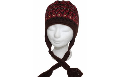 Gebreide Skimuts Loman Bruin/rood