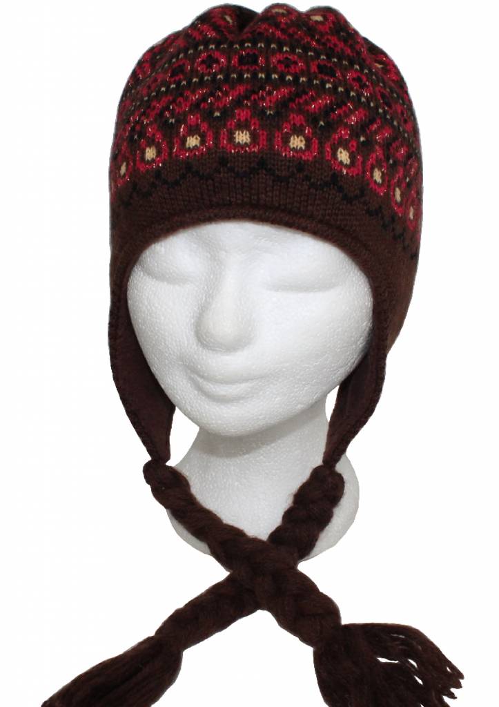 Gebreide Skimuts Loman Bruin/rood