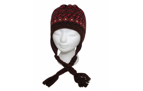 Gebreide Skimuts Loman Bruin/rood