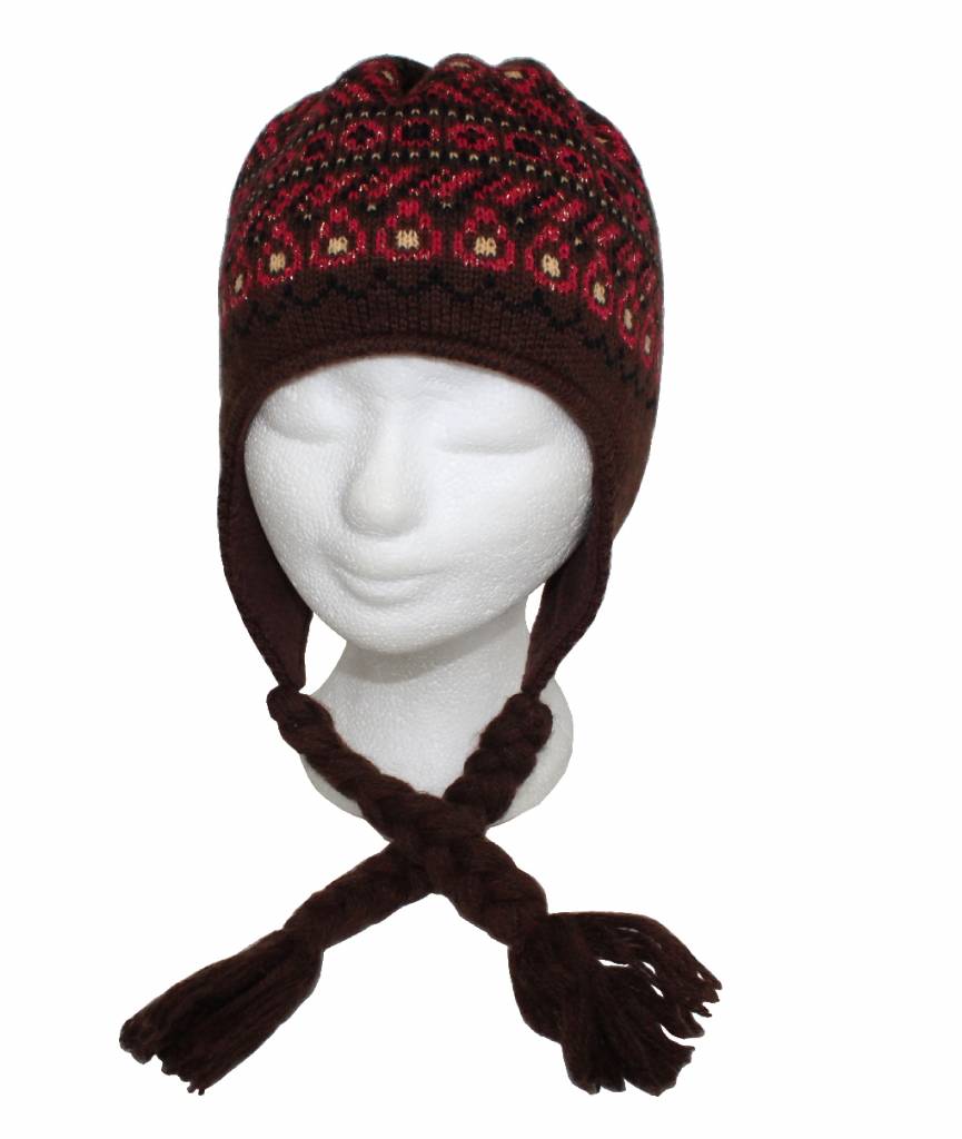 Gebreide Skimuts Loman Bruin/rood