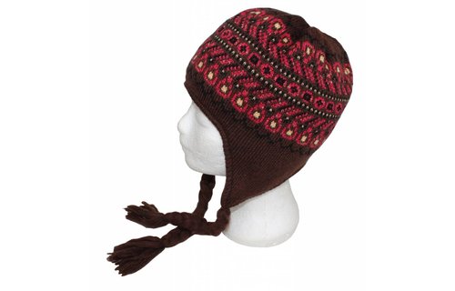 Gebreide Skimuts Loman Bruin/rood