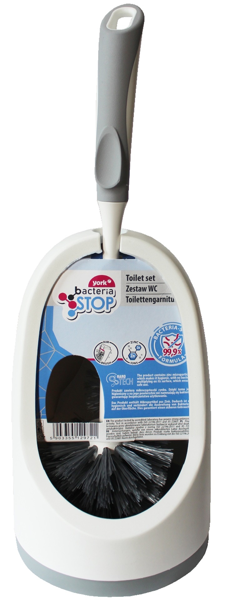 WC Set - borstel met lip en houder  york prestige - grijs/wit WC Set - borstel met lip en houder  york prestige - grijs/wit