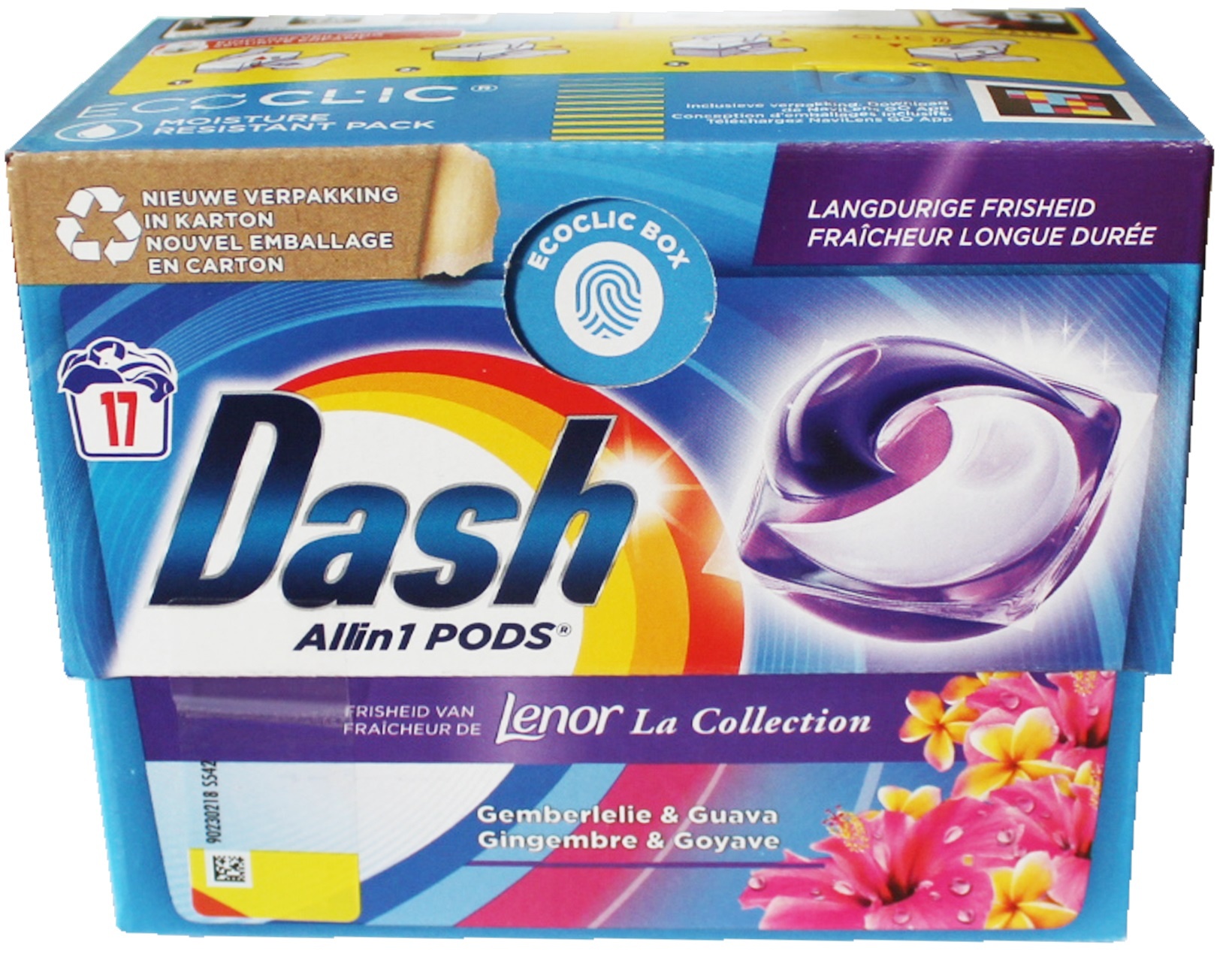 Dash Pods All In 1 Lenor Gemberlelie & Guava "waspods-17 stuks"