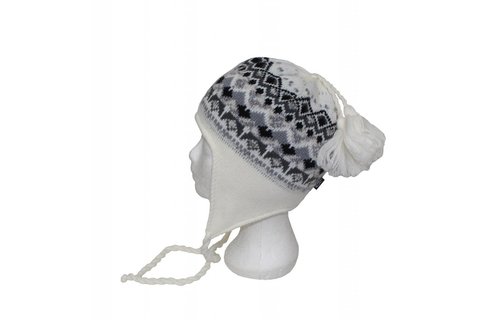 Gebreide Skimuts Loman Ecru/Grijs