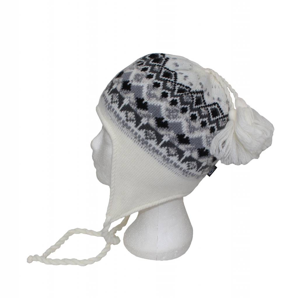 Gebreide Skimuts Loman Ecru/Grijs