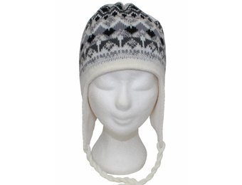 Gebreide Skimuts Loman Ecru/Grijs