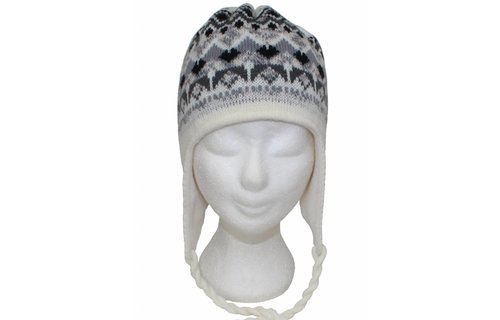 Gebreide Skimuts Loman Ecru/Grijs