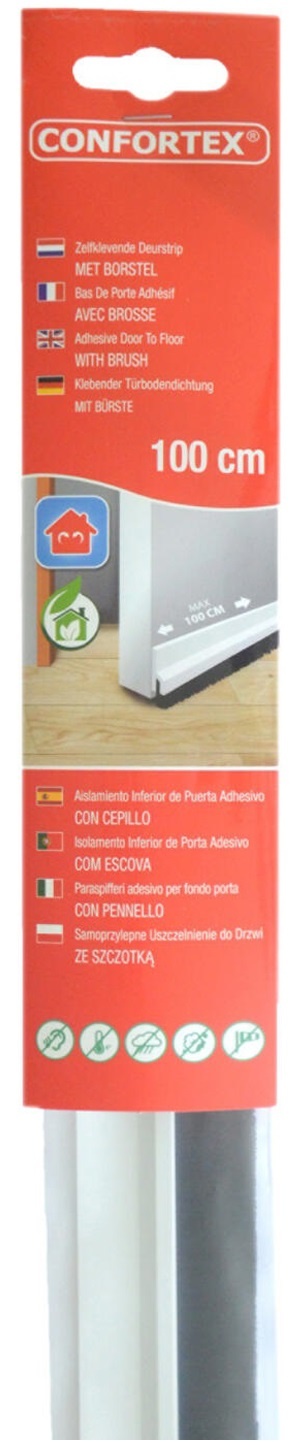 Zelfklevende deurstrip met borstel 1 m.  / 4,8 cm  wit