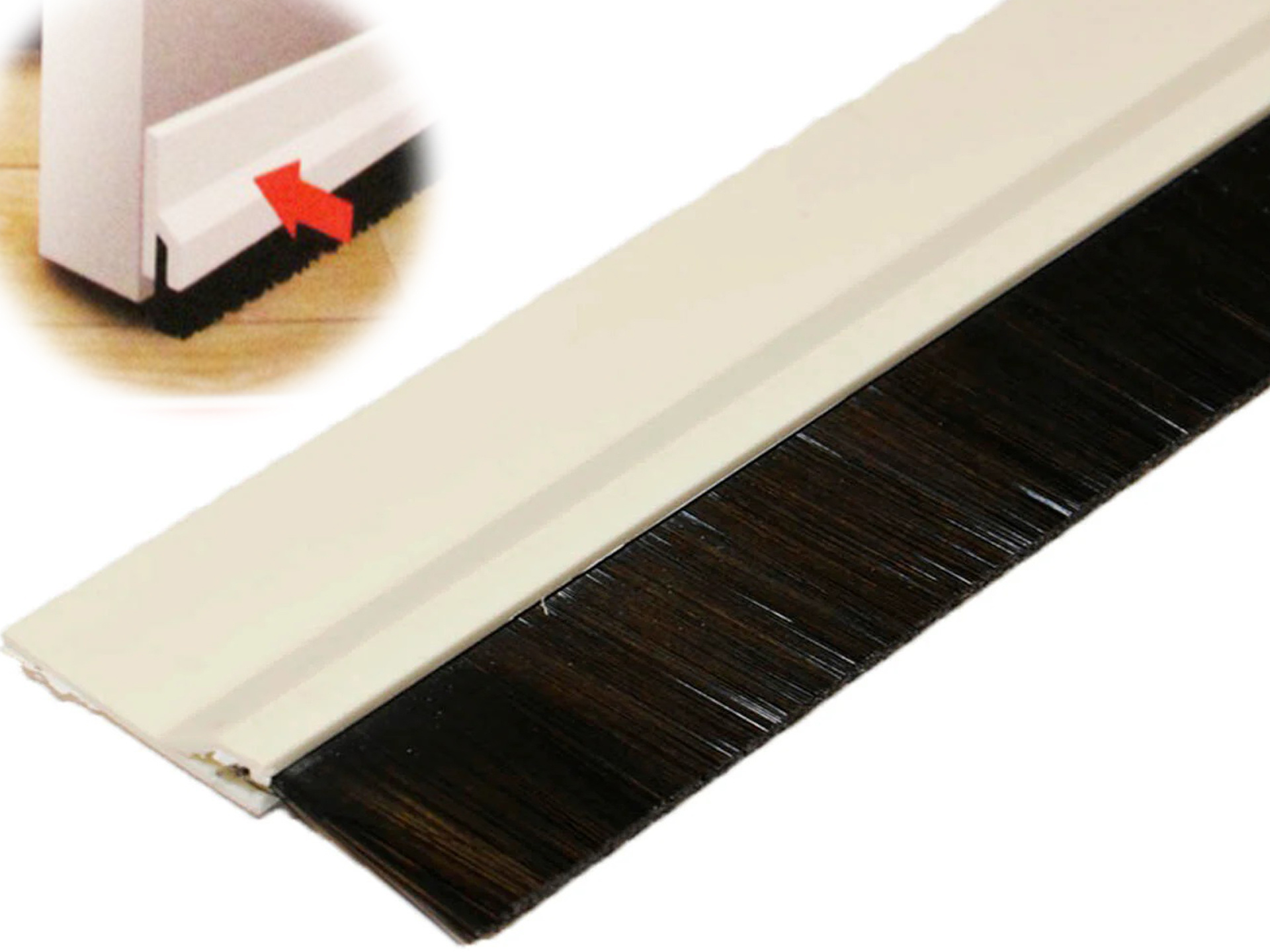 Zelfklevende deurstrip met borstel 1 m.  / 4,8 cm  wit