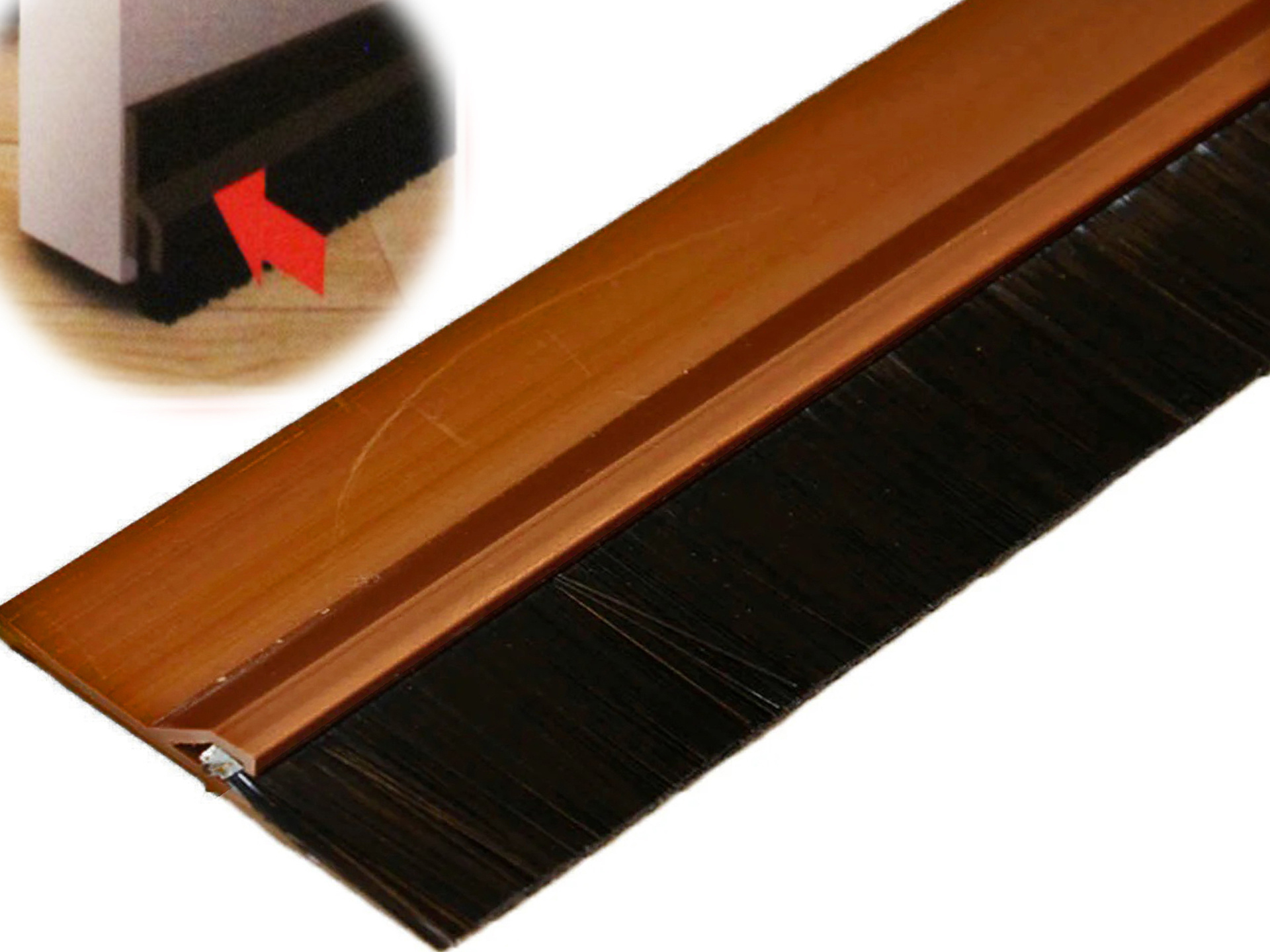 Zelfklevende deurstrip met borstel 1 m.  / 4,8 cm  bruin