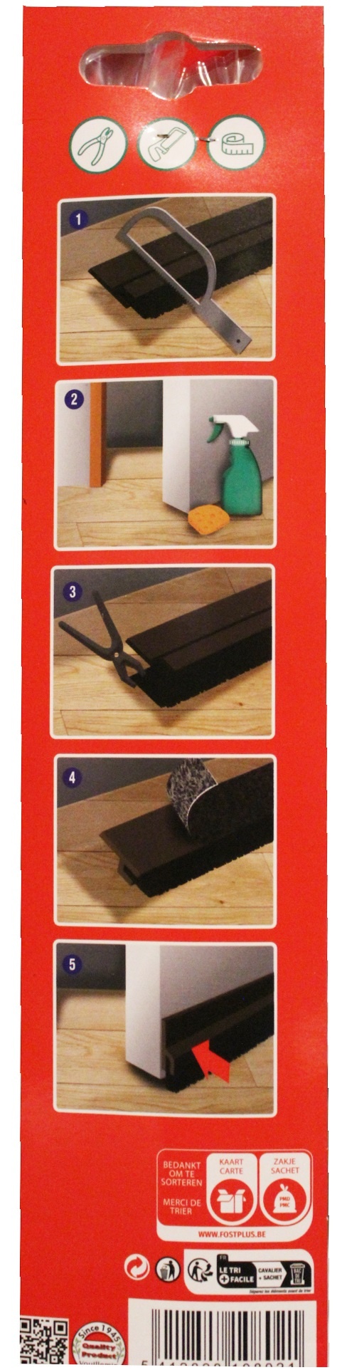 Zelfklevende deurstrip met borstel 1 m.  / 4,8 cm  bruin Zelfklevende deurstrip met borstel 1 m.  / 4,8 cm  bruin