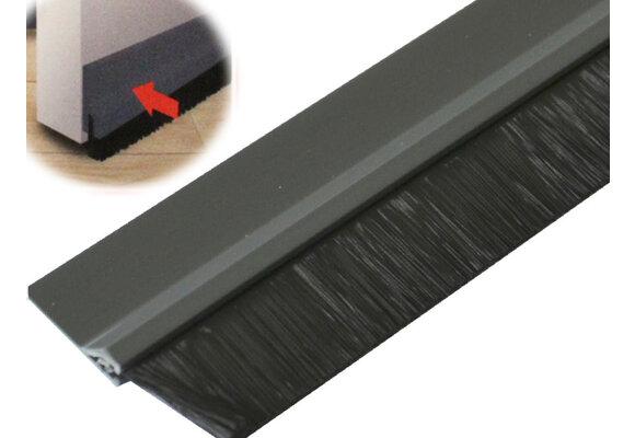 Zelfklevende deurstrip met borstel 1 m.  / 4,8 cm  grijs