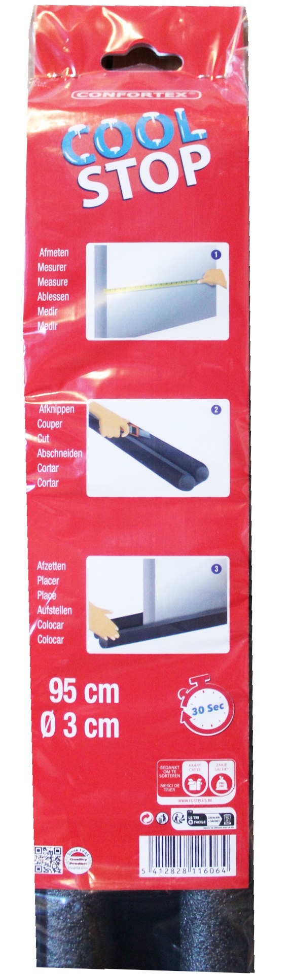 Cool Stop dubbele deur tochtstrip 95cm  x 10cm  - zwart