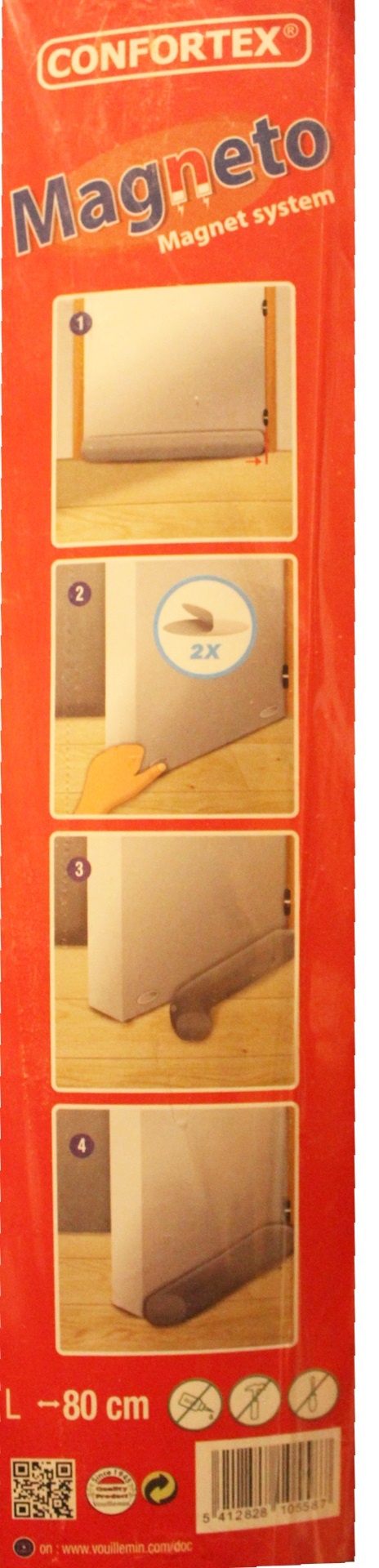 Magnetische Tochtrol - 80 cm. grijs Magnetische Tochtrol - 80 cm. grijs