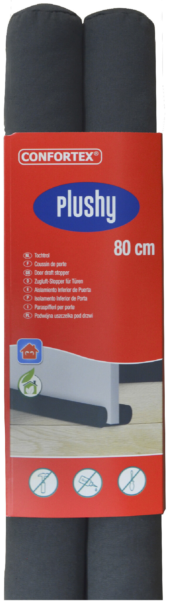 Plushy dubbele deur tochtstopper 80cm - Antraciet