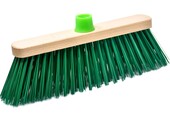 Straatbezem hout 35 cm met steelhouder