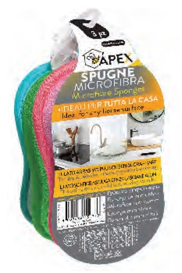 Microvezel huishoudspons 17 x 10 cm. - 3 stuks Microvezel huishoudspons 17 x 10 cm. - 3 stuks