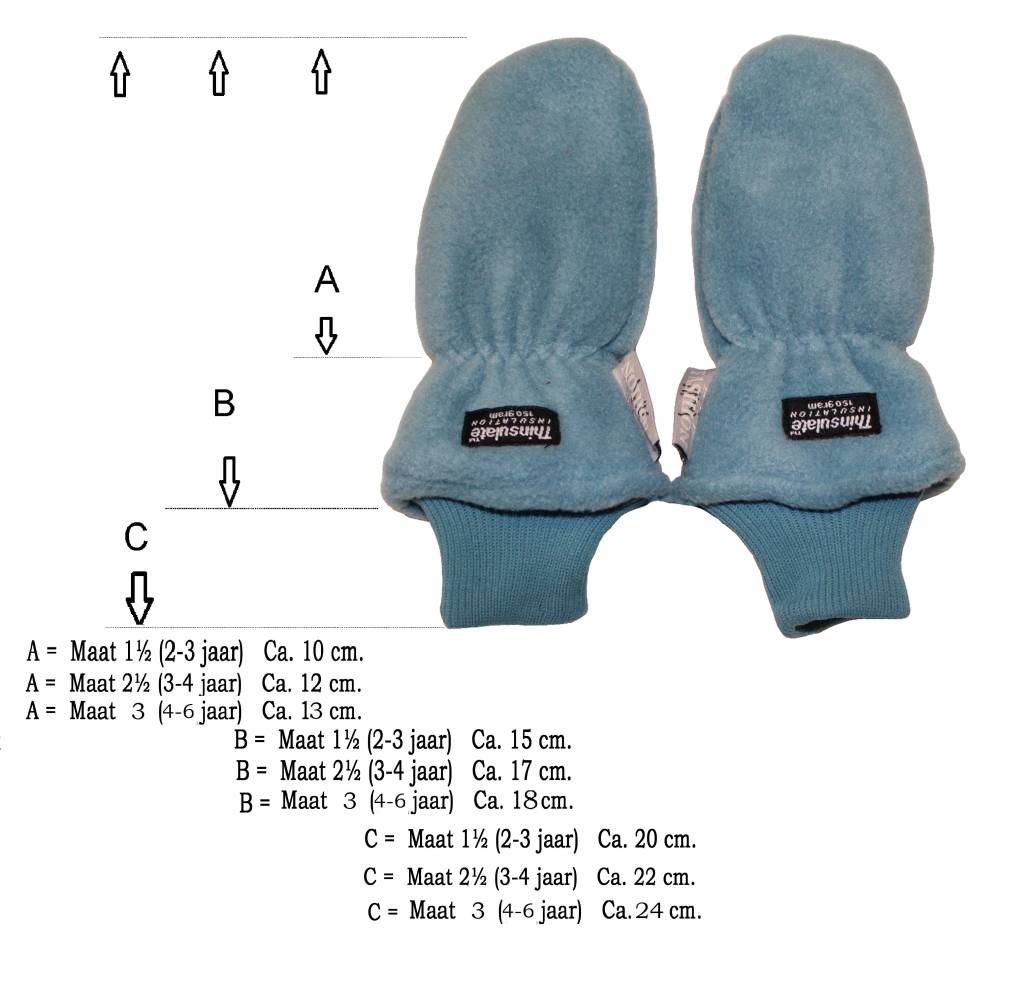 Fleece wanten kinderen licht Blauw