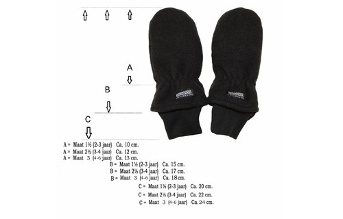 Fleece wanten kinderen Zwart