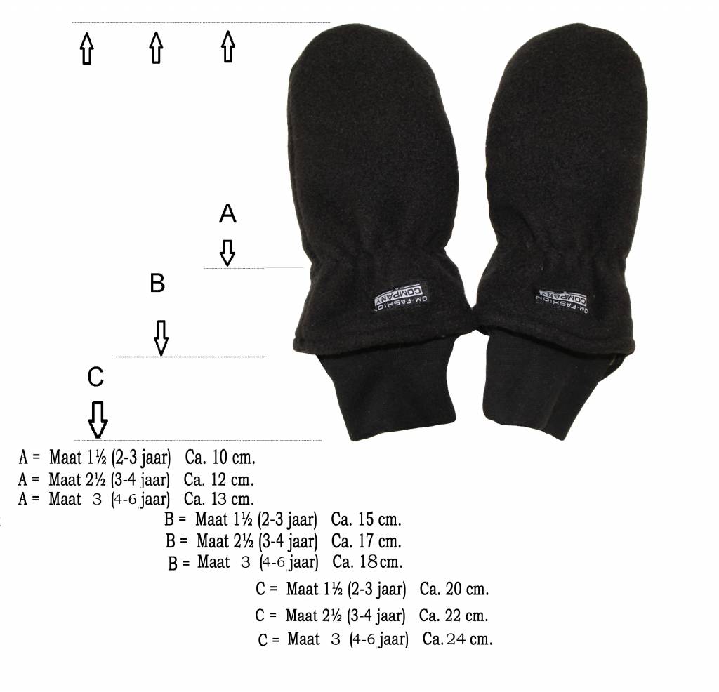 Fleece wanten kinderen Zwart