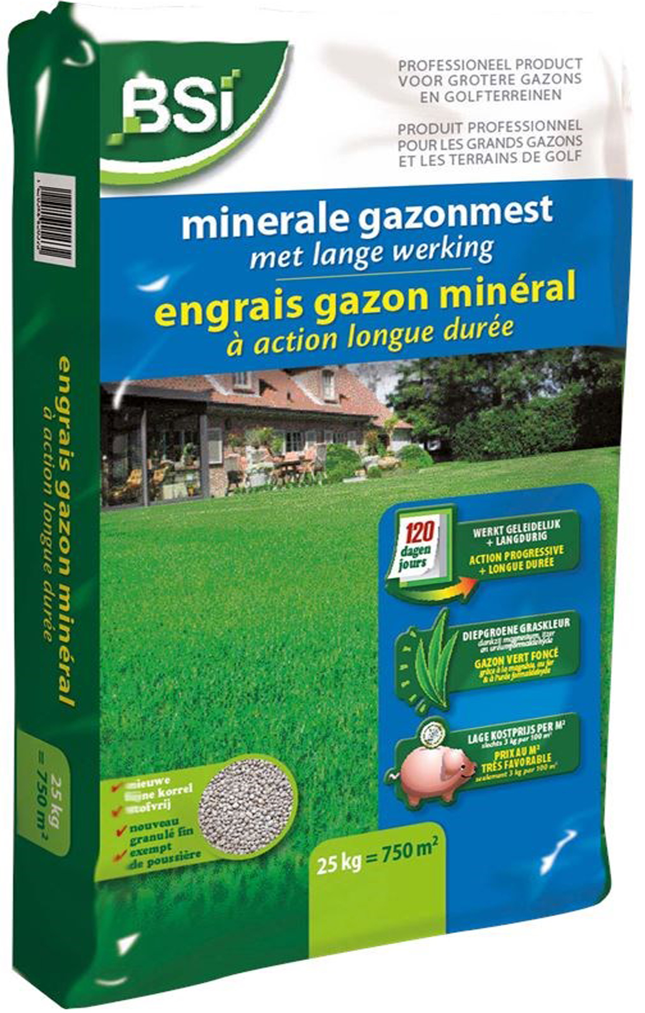 Minerale Gazonmeststof met lange werking  25 Kg.