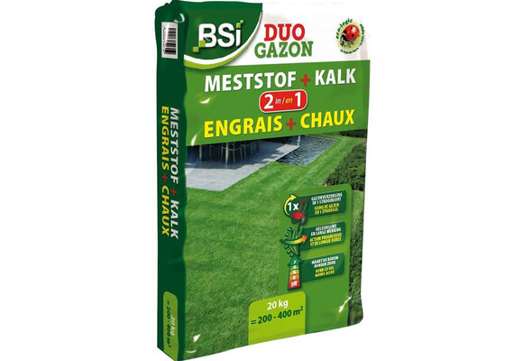 Duo gazon  - meststof + kalk   20 Kg.