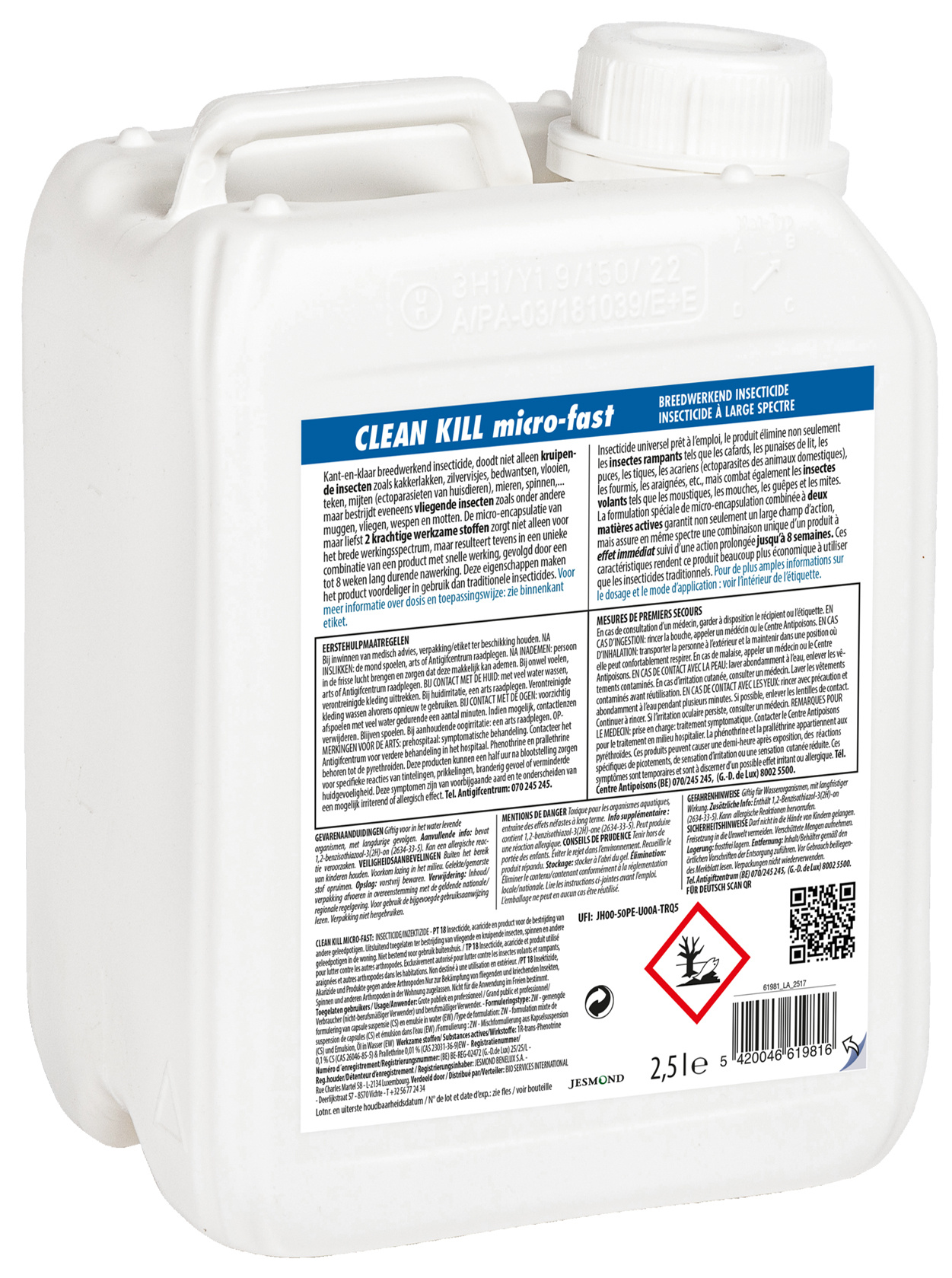 Clean Kill Micro-Fast 2500 ml. "Gebruiksklaar insecticide tegen ongedierte" Navulling Clean Kill Micro-Fast 2500 ml. "Gebruiksklaar insecticide tegen ongedierte" Navulling