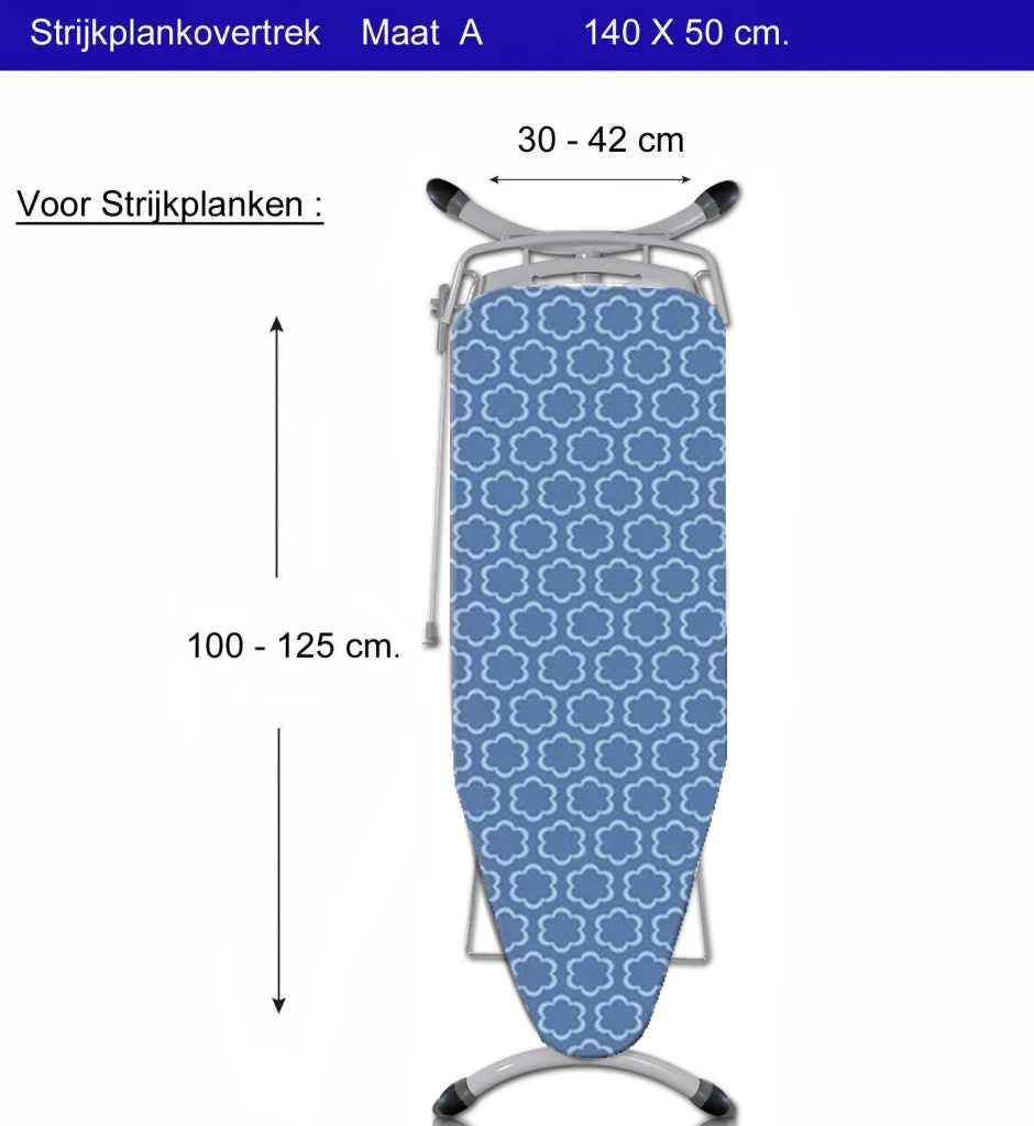 Strijkplankhoes 5 lagen maat  A  "WOLKBLAUW"