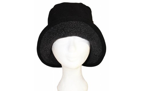 Dames Hoedje met boord Teddy/Fleece Zwart/Grijs