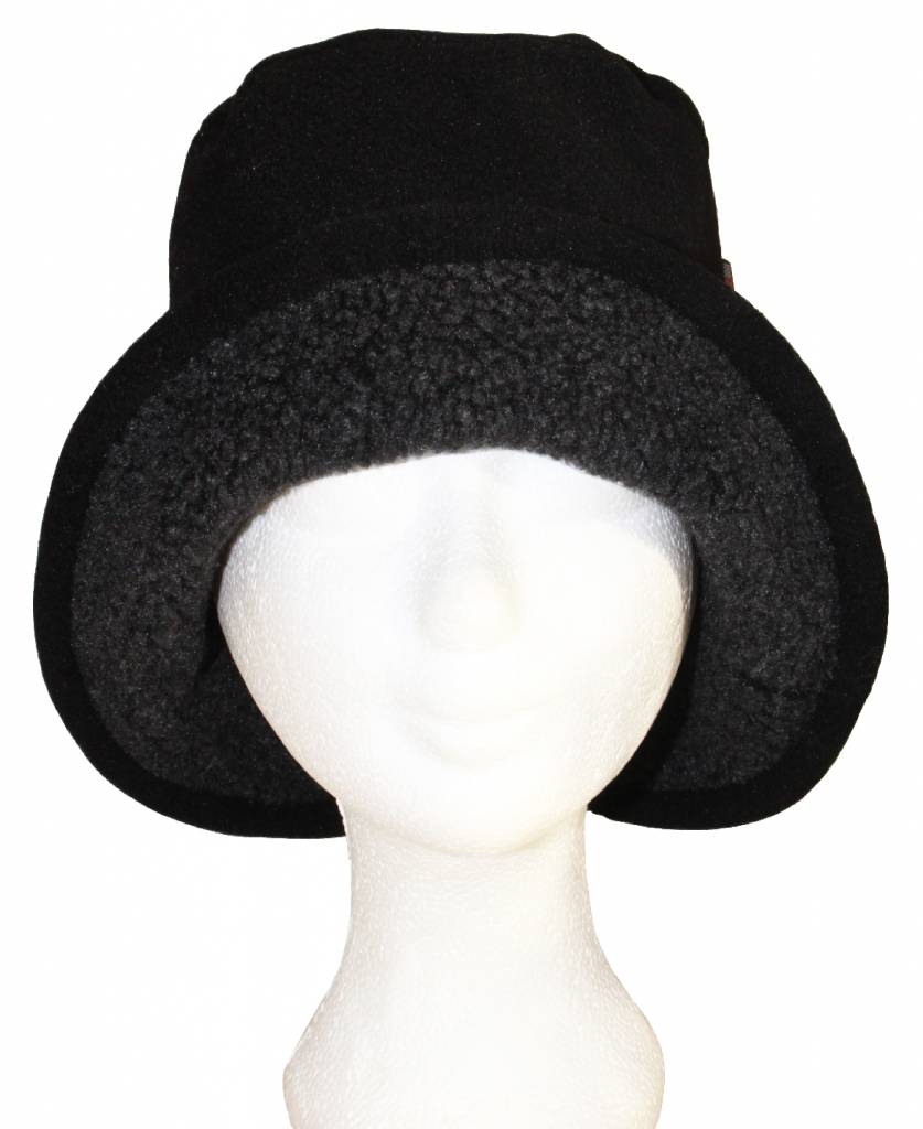 Dames Hoedje met boord Teddy/Fleece Zwart/Grijs