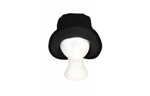 Dames Hoedje met boord Teddy/Fleece Zwart/Grijs