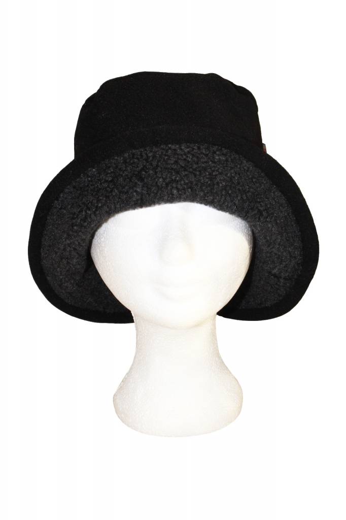 Dames Hoedje met boord Teddy/Fleece Zwart/Grijs