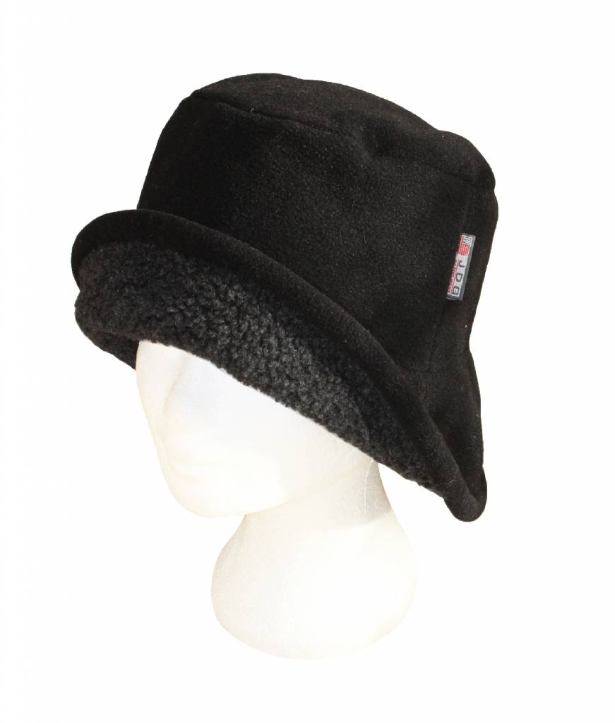 Dames Hoedje met boord Teddy/Fleece Zwart/Grijs