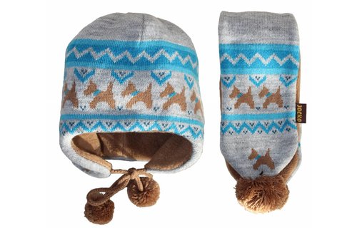 Baby Muts en Sjaal Grijs/Blauw hondjes