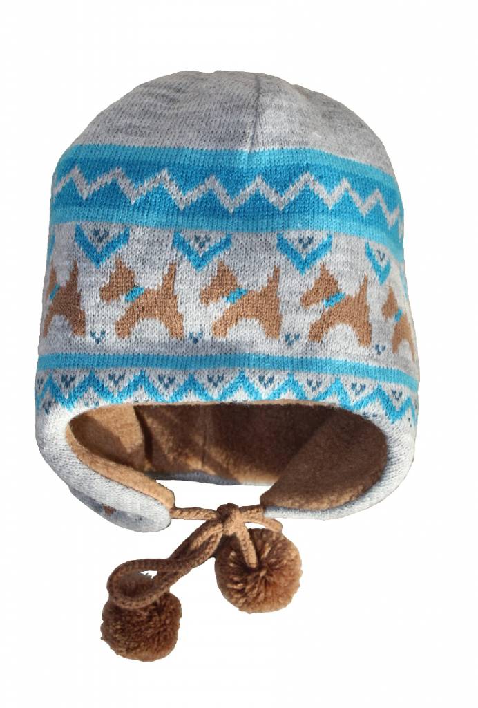 Baby Muts Grijs/Blauw hondjes Baby Muts Grijs/Blauw hondjes
