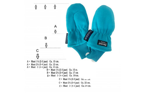 Fleece wanten kinderen  Turquoise