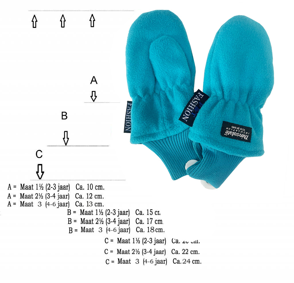 Fleece wanten kinderen  Turquoise