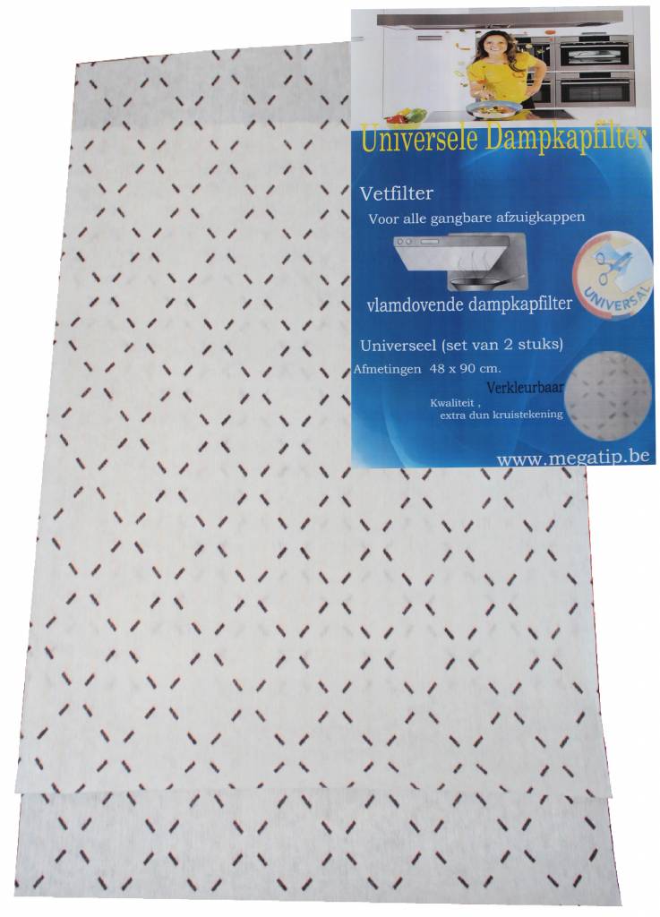 Dampkapfilter Dun 48x90 cm. Universeel (set van 2 stuks)