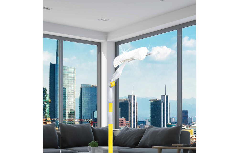 Raamwasser met Microvezeldoek en telescoopsteel 360° Raamwasser met Microvezeldoek en telescoopsteel 360°