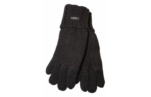 Gebreide kinderhandschoen met boord bruin Gebreide kinderhandschoen met boord bruin