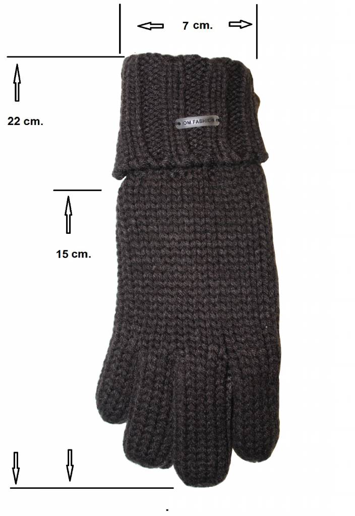 Gebreide kinderhandschoen met boord bruin Gebreide kinderhandschoen met boord bruin