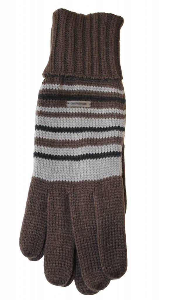 Gebreide Dames Handschoen met boord gestreept Gebreide Dames Handschoen met boord gestreept